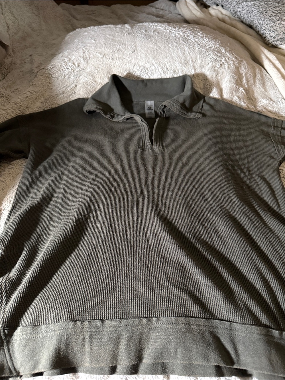 Mono B Olive Knit Quarter-Zip Pullover